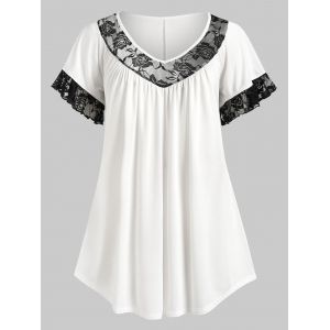 

Plus Size Lace Panel Swing T Shirt, White