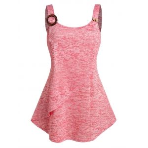 

Plus Size Button O Ring Space Dye Tank Top, Light pink