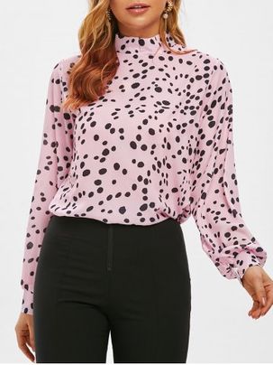 Stand Collar Leopard Print Blouse