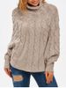 High Neck Cable Knit Poncho Sweater -  