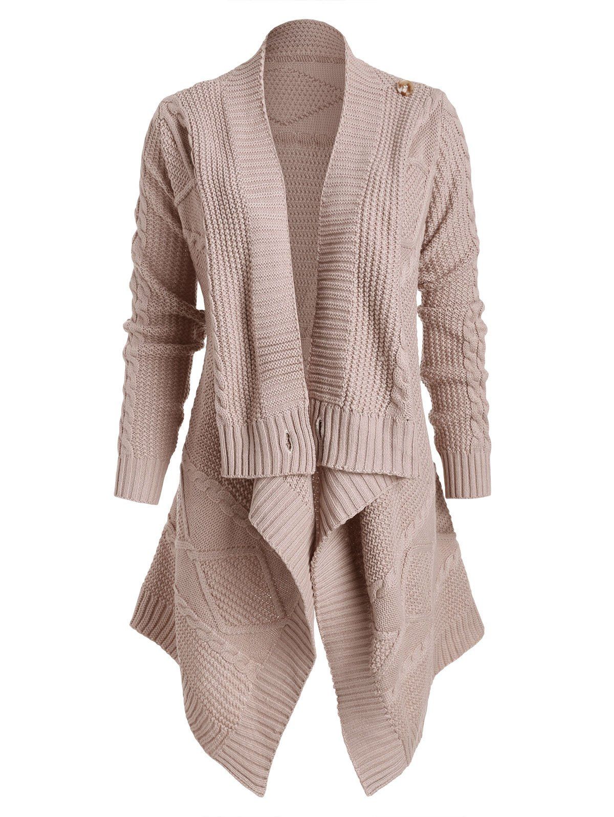 

Multiway Asymmetrical Cable Knit Cardigan, Light coffee