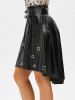 Punk Lace Up Grommets High Low Faux Leather Skirt -  