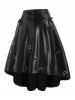 Punk Lace Up Grommets High Low Faux Leather Skirt -  