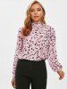 Stand Collar Leopard Print Blouse -  