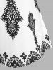 T-shirt Tunique à Imprimé Attrape-Rêves de Grande Taille à Ourlet Rond - Blanc L