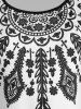 T-shirt Tunique à Imprimé Attrape-Rêves de Grande Taille à Ourlet Rond - Blanc L