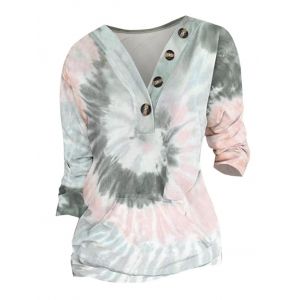 

Plus Size Tie Dye Mock Button Pocket Sweatshirt, Gray