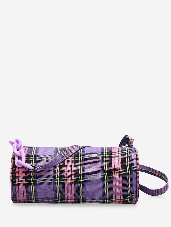 

Casual Plaid Chain Mini Crossbody Bag, Mauve