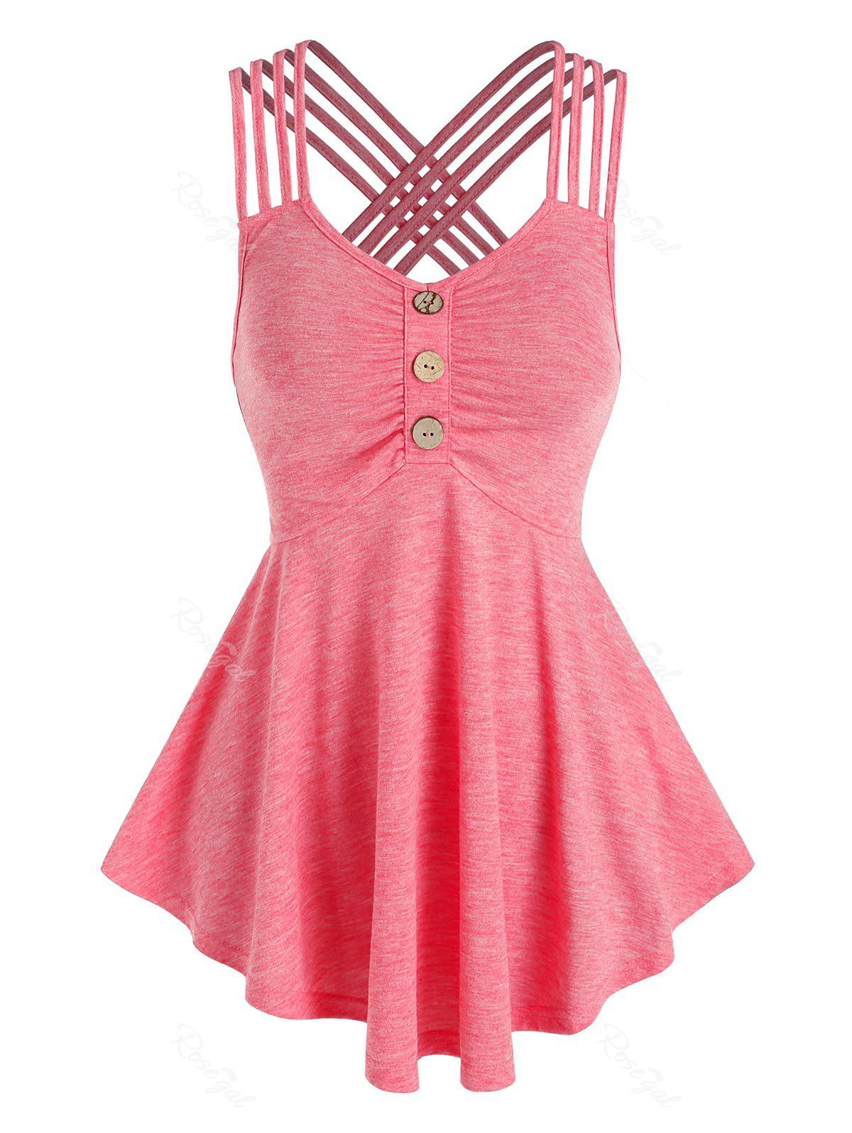 Online Strappy Crisscross Ruched Tank Top  