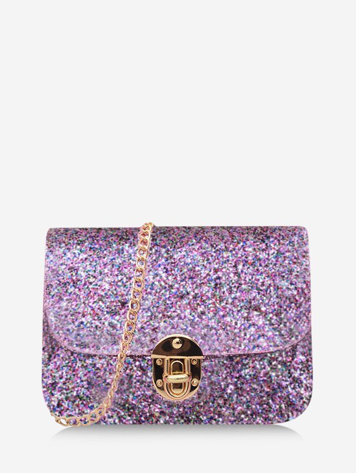 

Chains Sequined Cover Crossbody Bag, Mauve