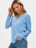 Sweat-shirt Demi-Boutonné à Goutte Epaule - Bleu clair XL