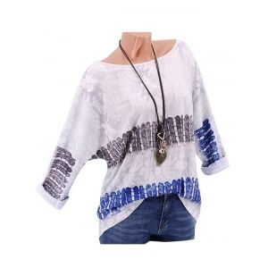 

Plus Size Printed Drop Shoulder Roll Up Sleeve T Shirt, White