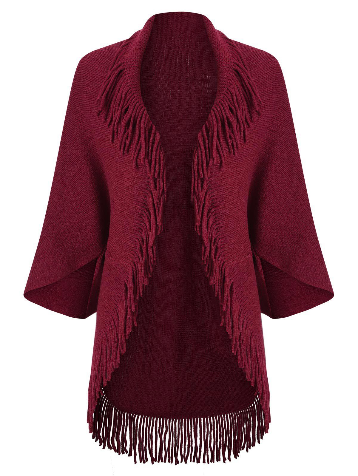 Fringed Trim Open Front Cardigan [28% OFF] | Rosegal