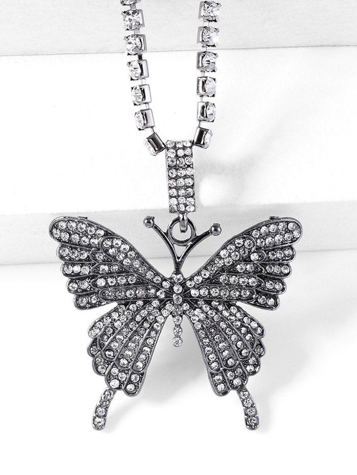 

Big Butterfly Pattern Rhinestone Necklace, Gunmetal