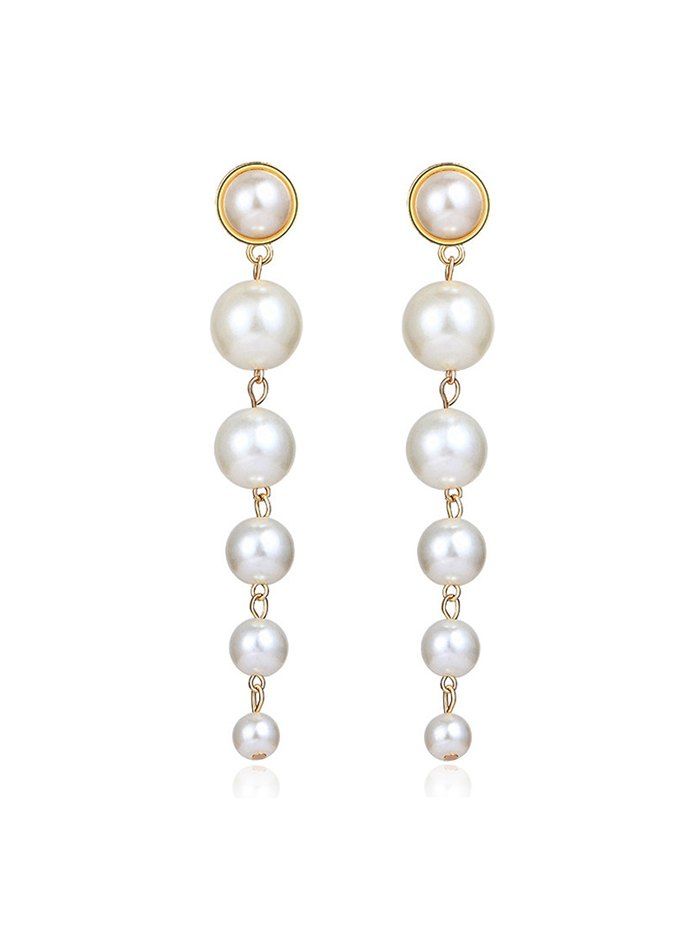 

Faux Pearl Tassels Drop Earrings, Golden