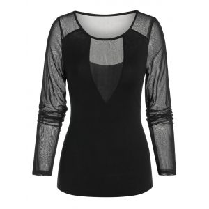 

Long Sleeve Mesh Insert T-shirt, Black