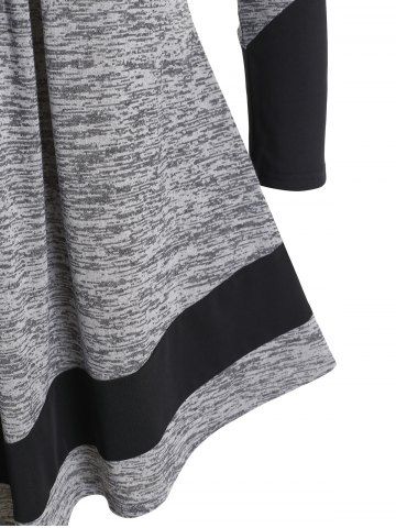 Plus Size Colorblock Pleated Button T Shirt