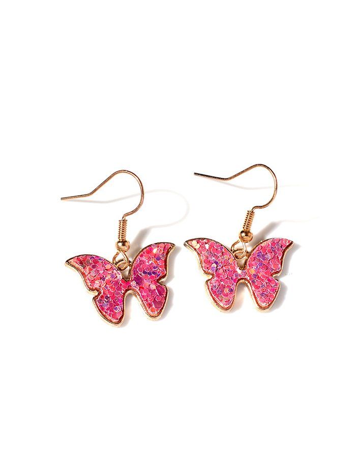 

Butterfly Sequins Alloy Drop Earrings, Light pink