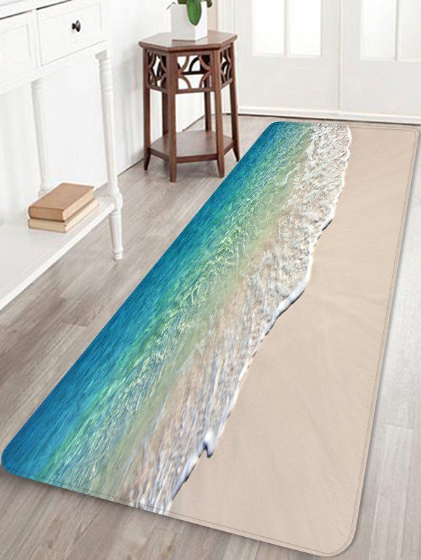 Sale Beach Sea Print Fleece Floor Mat  