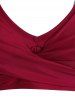 Maillot de Bain Tankini Sanglé à Imprimé Fleur Papillon Crâne Trois Pièces - Rouge foncé L