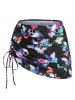 Maillot de Bain Tankini Sanglé à Imprimé Fleur Papillon Crâne Trois Pièces - Rouge foncé L