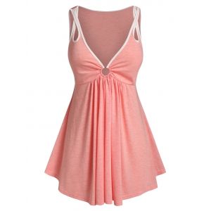

Plus Size Criss Cross Strap Flare Tank Top, Pink