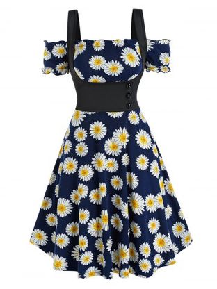 Off The Shoulder Daisy Print Dress and Top Twinset
