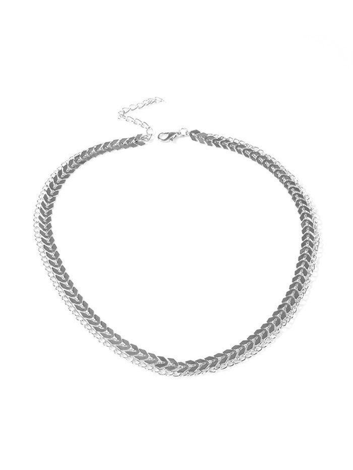 

Bohemian Herringbone Layered Choker Necklace, Silver