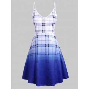 

Cami Plaid Ombre Plus Size Dress, Blue