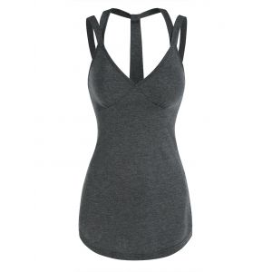 

Heathered Cut Out Tank Top, Dark gray