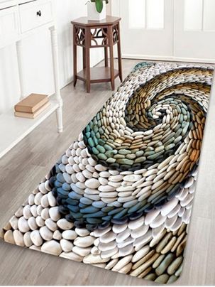 Tapis de Sol en Velours à Imprimé Galets en Spirale