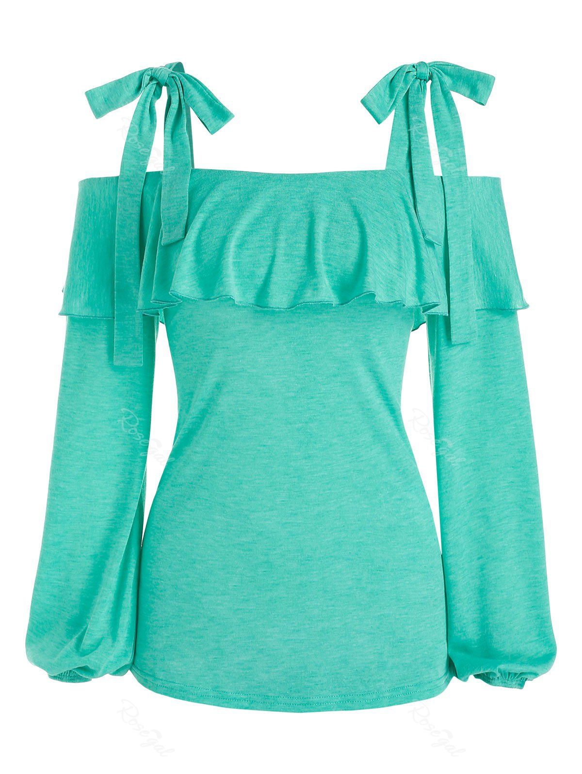 Chic Tie Knot Cold Shoulder Heathered T-shirt  