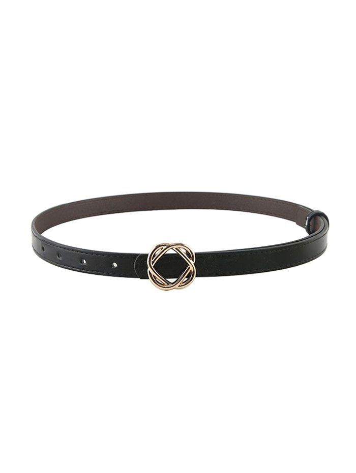 

Flower Buckle PU Belt, Black