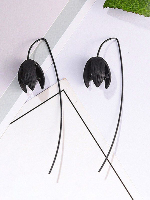 

Gothic Carved Flower Shape Earrings, Black