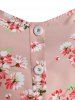Plus Size Flower Print Crochet Sleeve Handkerchief Blouse -  