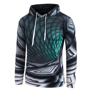 

Front Pocket Geometric 3D Print Hoodie, Multi