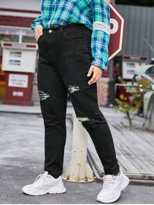 plus size black jeans with rips