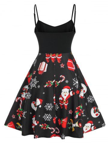 Plus Size Christmas Santa Claus Snowflake Lace-up A Line Dress