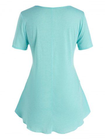 Plus Size Layered Draped Buttoned Round Hem Tunic Tee