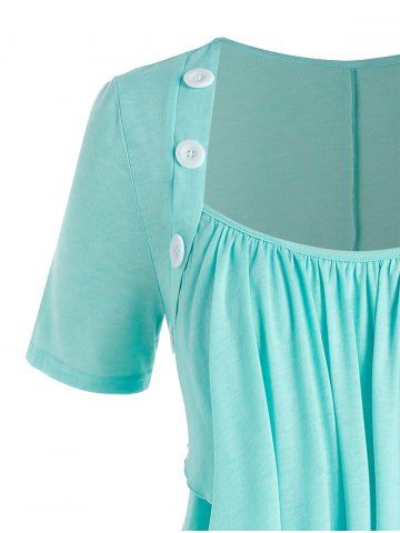 Plus Size Layered Draped Buttoned Round Hem Tunic Tee