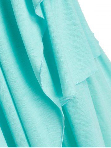 Plus Size Layered Draped Buttoned Round Hem Tunic Tee