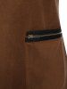 Plus Size Binding Hooded Zipper Pocket Coat -  