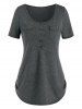 Buttons Pockets Casual Solid T Shirt -  