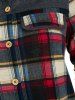 Plaid Flap Detail High Low Shirt -  