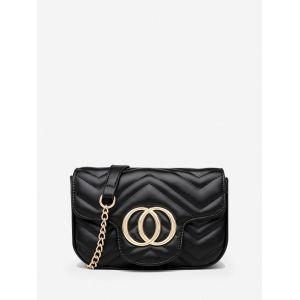 

Circle Heart Pattern Quilted Crossbody Bag, Black