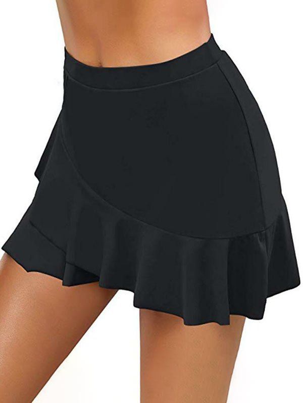 

Flounce Hem Skirted Bikini Bottom, Black