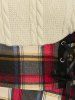Off The Shoulder Lace Up Plaid  2 in 1 Dress -  