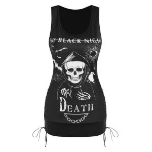 

Gothic Skeleton Death Pattern Tank Top, Black