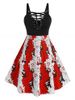Plus Size Lace-up Printed Backless A Line Gothic Dress -  