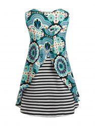 Plus Size Flyaway Abstract Striped Print Tunic Tank Top -  